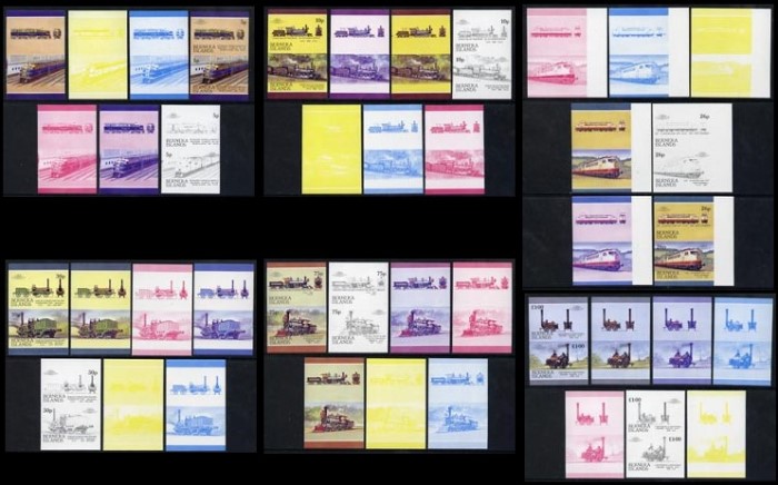 1983 Bernera Islands Leaders of the World, Locomotives (2nd series) Progressive Color Proof Stamps