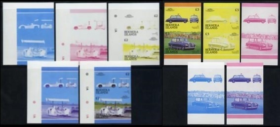 1987 Bernera Islands Leaders of the World, Automobiles (2nd series) Progressive Color Proof Stamps