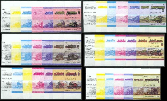 1983 Davaar Island Leaders of the World, Locomotives (1st series) Progressive Color Proof Stamps
