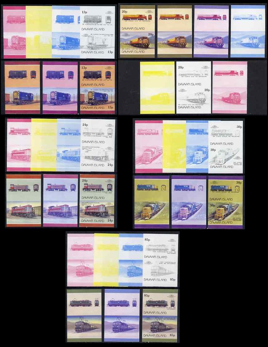 1983 Davaar Island Leaders of the World, Locomotives (2nd series) Progressive Color Proof Stamps