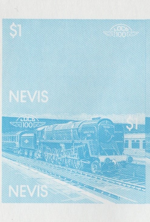 Nevis Locomotives (1st series) $1.00 Evening Star Blue Stage Progressive Color Proof Pair