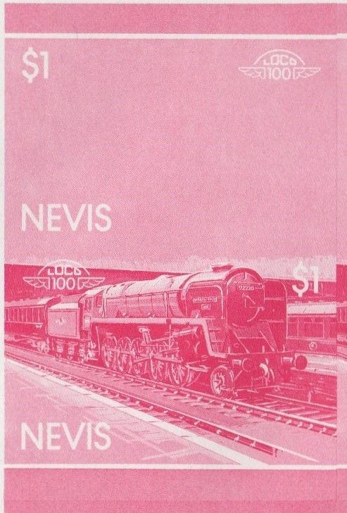 Nevis Locomotives (1st series) $1.00 Evening Star Red Stage Progressive Color Proof Pair