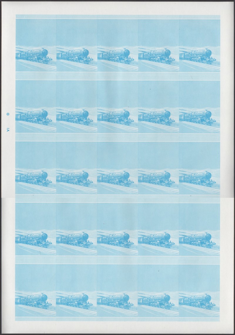 Nevis Locomotives (1st series) $1.00 King George V Blue Stage Progressive Color Proof Pane