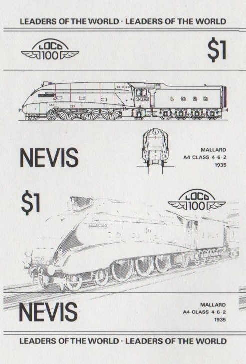Nevis Locomotives (1st series) $1.00 Mallard Black Stage Progressive Color Proof Pair