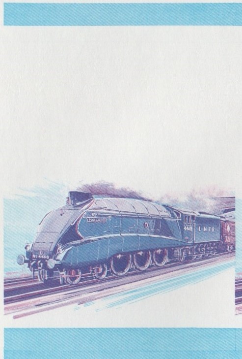 Nevis Locomotives (1st series) $1.00 Mallard Blue-Red Stage Progressive Color Proof Pair