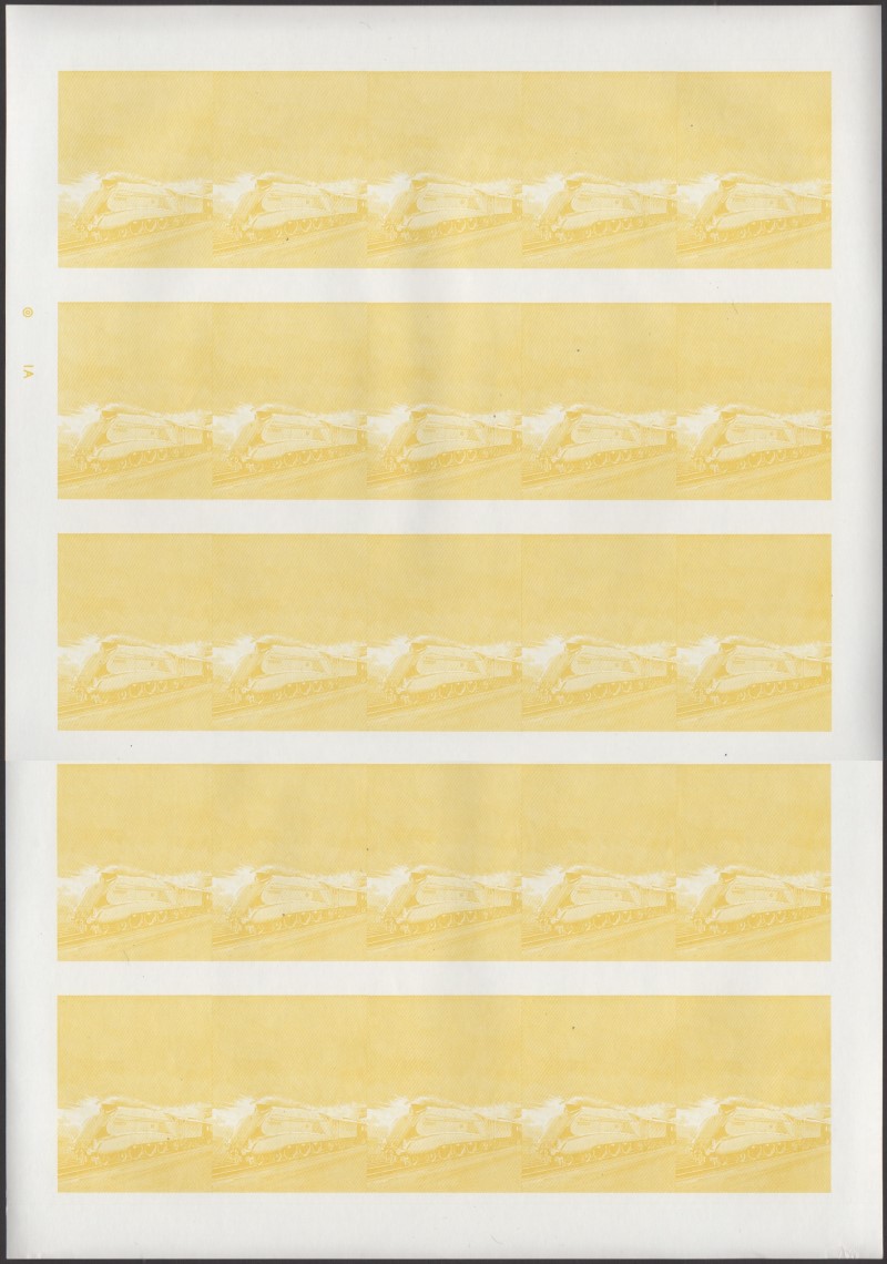 Nevis Locomotives (1st series) $1.00 Mallard Yellow Stage Progressive Color Proof Pane