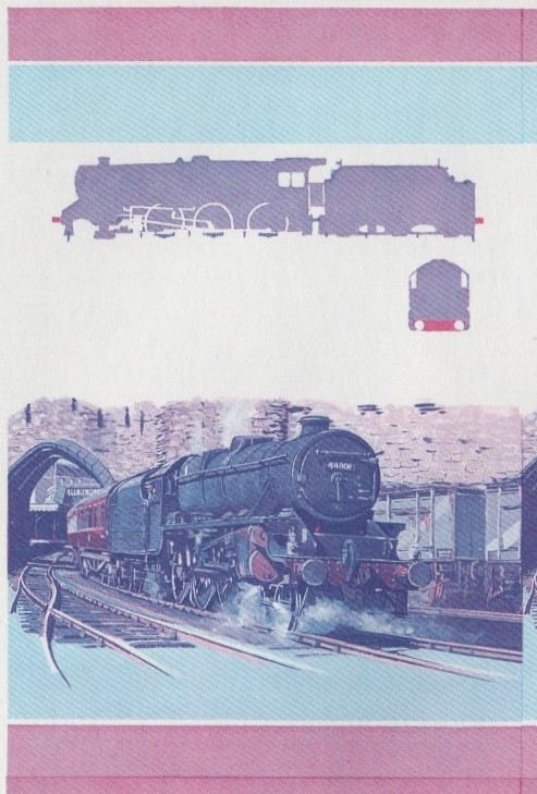 Nevis Locomotives (1st series) $1.00 Stanier Blue-Red Stage Progressive Color Proof Pair