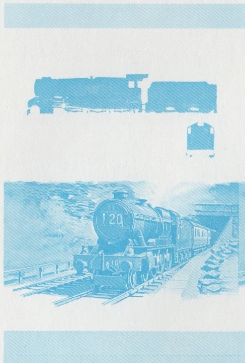 Nevis Locomotives (1st series) 55c County of Oxford Blue Stage Progressive Color Proof Pair