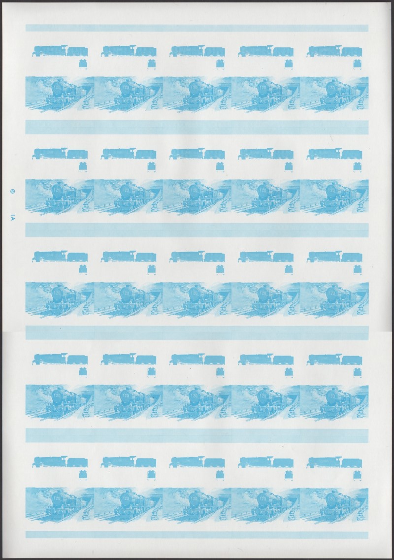 Nevis Locomotives (1st series) 55c County of Oxford Blue Stage Progressive Color Proof Pane