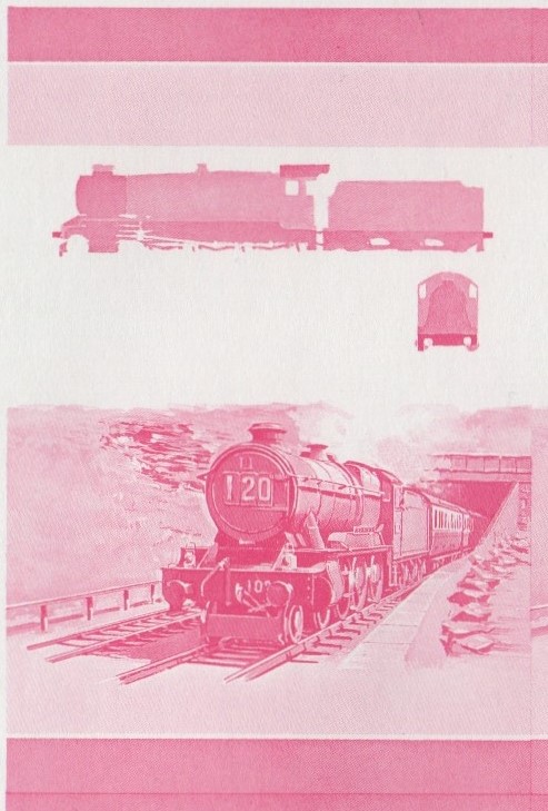 Nevis Locomotives (1st series) 55c County of Oxford Red Stage Progressive Color Proof Pair
