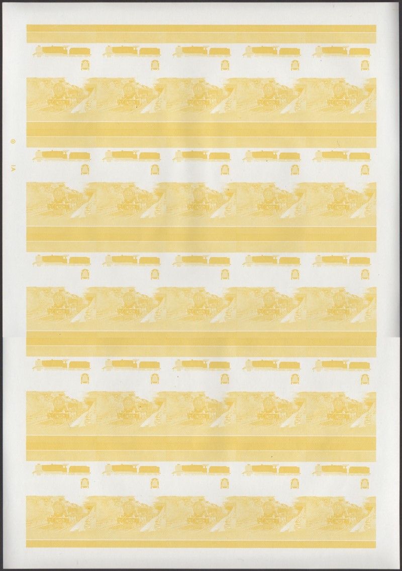 Nevis Locomotives (1st series) 55c County of Oxford Yellow Stage Progressive Color Proof Pane