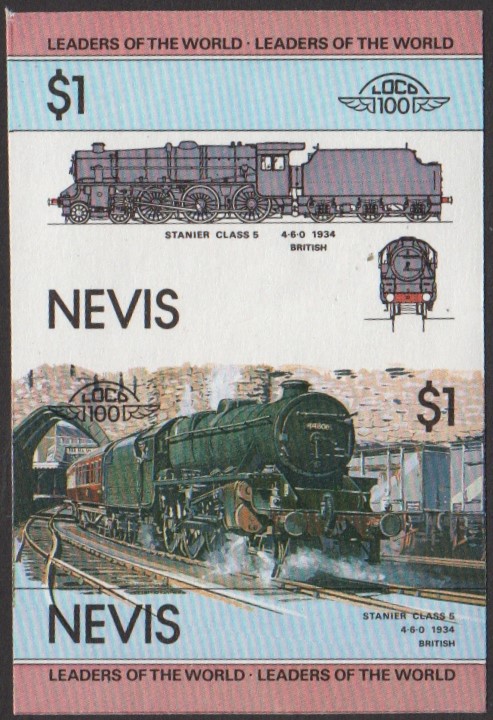 Nevis 1st Series $1.00 1934 Stanier Class 5 4-6-0 Locomotive Stamp Final Stage Color Proof