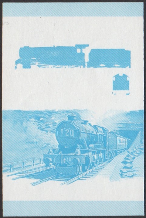 Nevis 1st Series 55c 1945 County of Oxford County Class 4-6-0 Locomotive Stamp Blue Stage Color Proof
