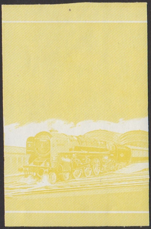 Nevis 1st Series $1.00 1951 Britannia Britannia Class 4-6-2 Locomotive Stamp Yellow Stage Color Proof