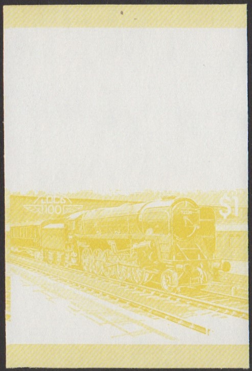 Nevis 1st Series $1.00 1960 Evening Star Class 9F 2-10-0 Locomotive Stamp Yellow Stage Color Proof
