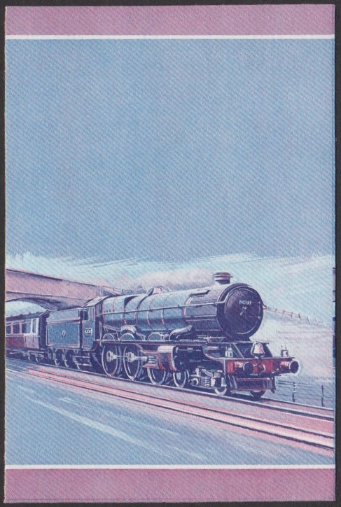 Nevis 1st Series $1.00 1927 King George V King Class 4-6-0 Locomotive Stamp Blue-Red Stage Color Proof