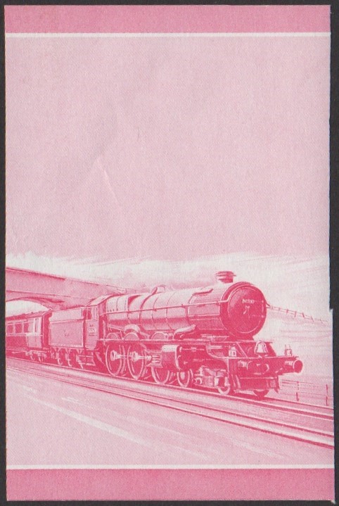 Nevis 1st Series $1.00 1927 King George V King Class 4-6-0 Locomotive Stamp Red Stage Color Proof