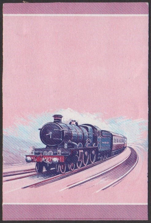 Nevis 1st Series $1.00 1924 Pendennis Castle Castle Class 4-6-0 Locomotive Stamp Blue-Red Stage Color Proof