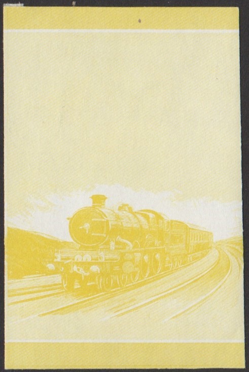 Nevis 1st Series $1.00 1924 Pendennis Castle Castle Class 4-6-0 Locomotive Stamp Yellow Stage Color Proof