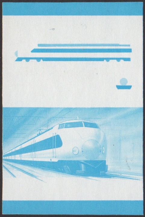 Nevis 2nd Series $2.50 1964 J.N.R. Shin-Kansen Locomotive Stamp Blue Stage Color Proof