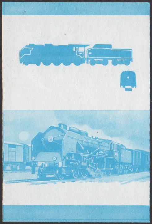 Nevis 2nd Series 60c 1940 S.N.C.F. Class 240P 4-8-0 Locomotive Stamp Blue Stage Color Proof