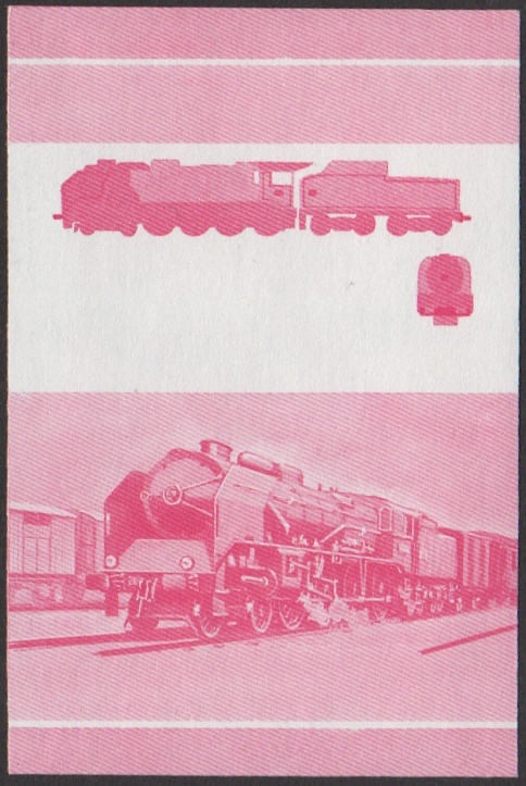 Nevis 2nd Series 60c 1940 S.N.C.F. Class 240P 4-8-0 Locomotive Stamp Red Stage Color Proof