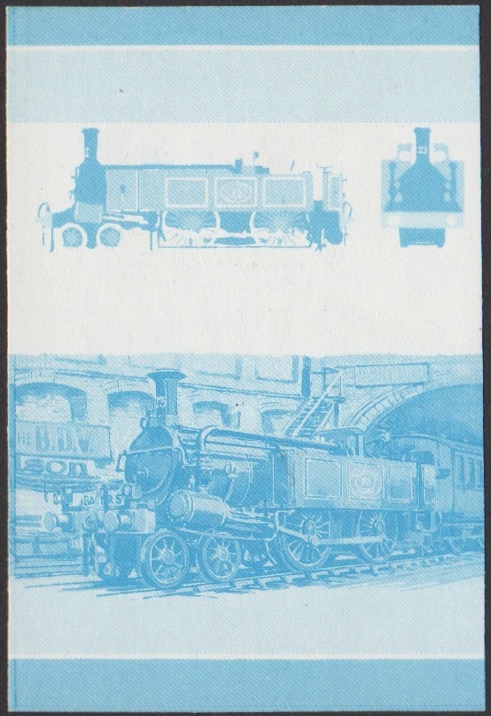 Nevis 3rd Series $2.00 1866 No. 23 Class A 4-4-0T Locomotive Stamp Blue Stage Color Proof