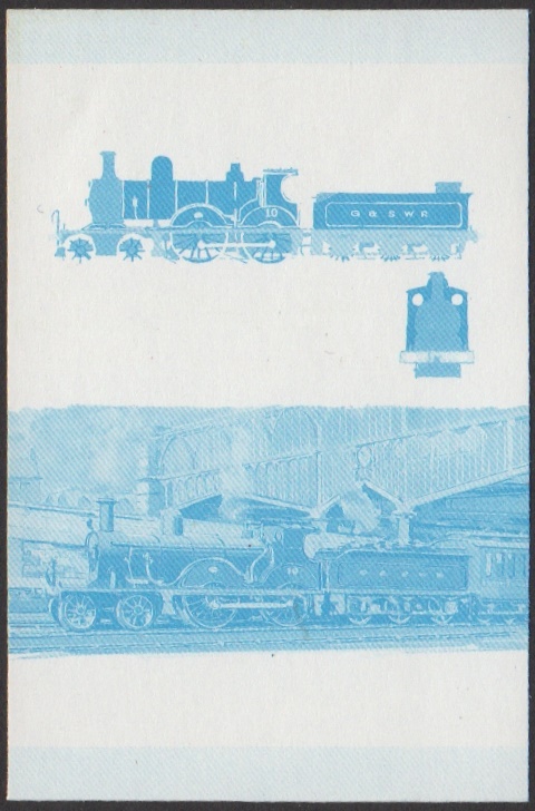Nevis 3rd Series 1c 1882 Class Wee Bogie 4-4-0 Locomotive Stamp Blue Stage Color Proof