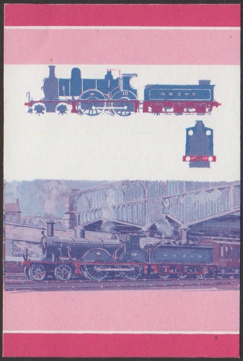 Nevis 3rd Series 1c 1882 Class Wee Bogie 4-4-0 Locomotive Stamp Blue-Red Stage Color Proof