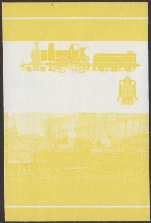 Nevis 3rd Series 1c 1882 Class Wee Bogie 4-4-0 Locomotive Stamp Yellow Stage Color Proof