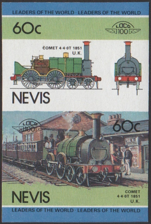 Nevis 3rd Series 60c 1851 Comet 4-4-0T Locomotive Stamp Final Stage Color Proof