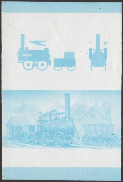 Nevis 5th Series 30c 1829 D&H 0-4-0 Stourbridge Lion Locomotive Stamp Blue Stage Color Proof