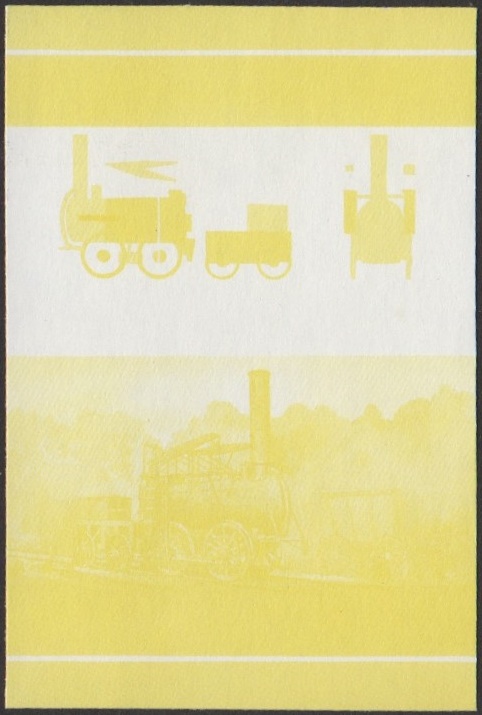 Nevis 5th Series 30c 1829 D&H 0-4-0 Stourbridge Lion Locomotive Stamp Yellow Stage Color Proof