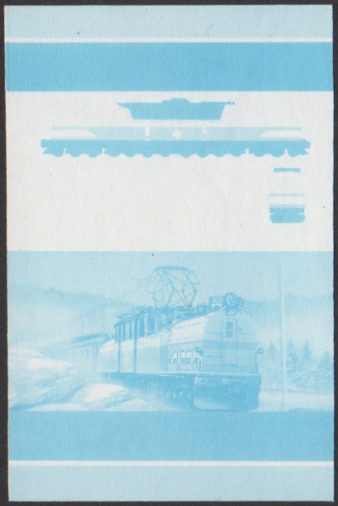 Nevis 5th Series 75c 1919 C. M. St. P & P 1-Bo+Do+Do+Bo-1 EP-2 Bi-polar Locomotive Stamp Blue Stage Color Proof