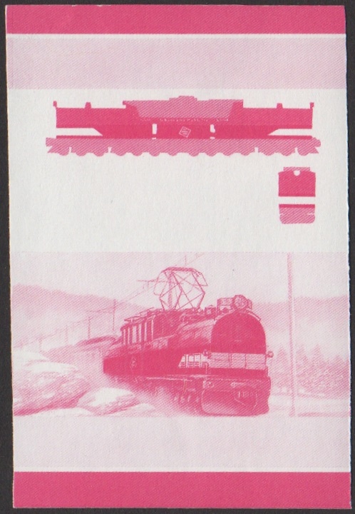 Nevis 5th Series 75c 1919 C. M. St. P & P 1-Bo+Do+Do+Bo-1 EP-2 Bi-polar Locomotive Stamp Red Stage Color Proof