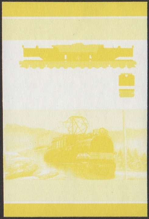 Nevis 5th Series 75c 1919 C. M. St. P & P 1-Bo+Do+Do+Bo-1 EP-2 Bi-polar Locomotive Stamp Yellow Stage Color Proof