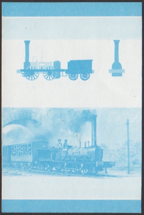 Nevis 6th Series $1.00 1836 C&St.L Dorchester 0-4-0 Locomotive Stamp Blue Stage Color Proof