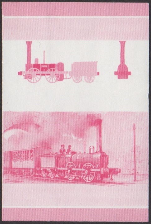 Nevis 6th Series $1.00 1836 C&St.L Dorchester 0-4-0 Locomotive Stamp Red Stage Color Proof