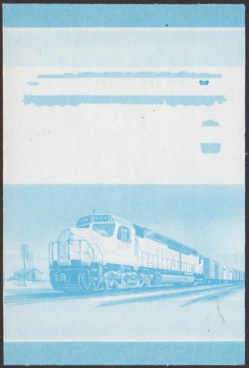 Nevis 6th Series $1.50 1969 U.P. 'Centennial' Class DD40AX Do-Do Locomotive Stamp Blue Stage Color Proof