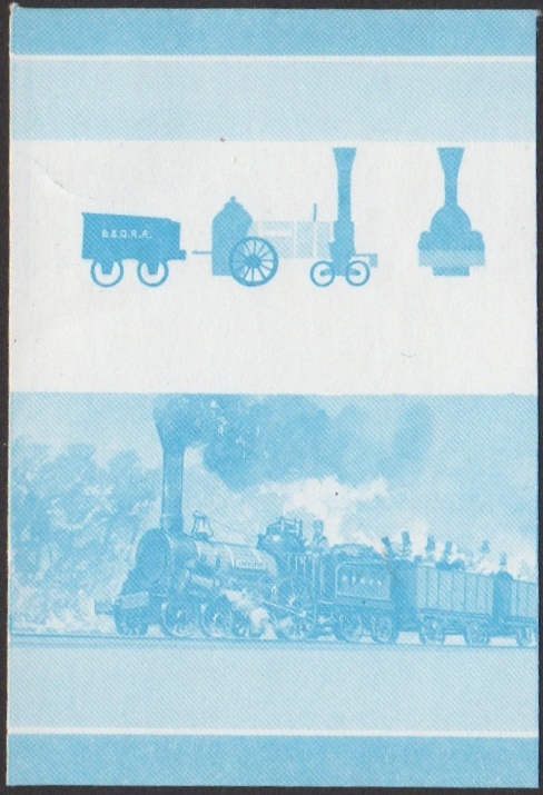 Nevis 6th Series $2.00 1837 B&O Lafayette 4-2-0 Locomotive Stamp Blue Stage Color Proof