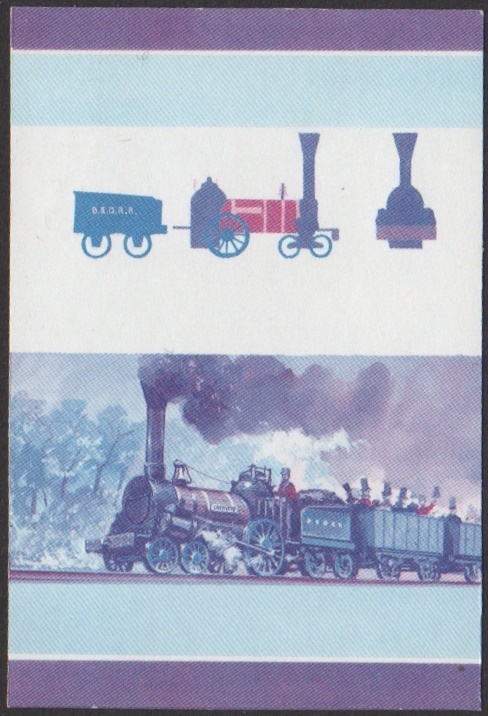 Nevis 6th Series $2.00 1837 B&O Lafayette 4-2-0 Locomotive Stamp Blue-Red Stage Color Proof