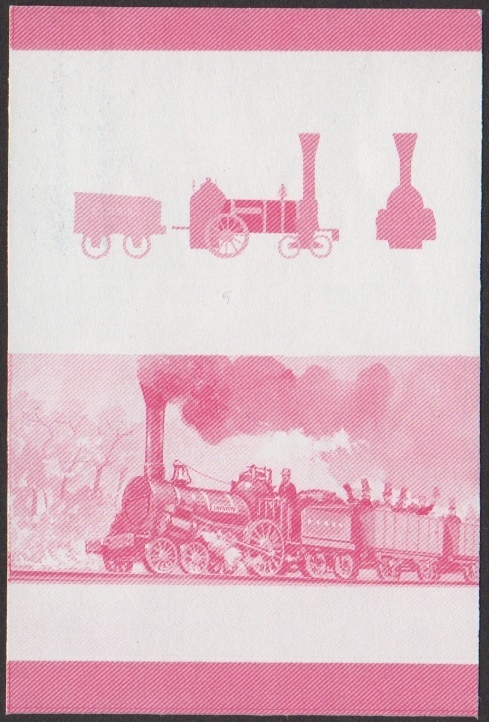 Nevis 6th Series $2.00 1837 B&O Lafayette 4-2-0 Locomotive Stamp Red Stage Color Proof