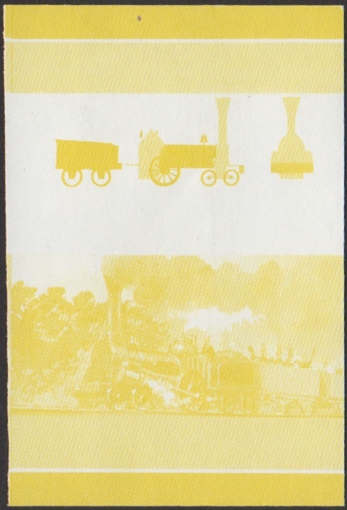Nevis 6th Series $2.00 1837 B&O Lafayette 4-2-0 Locomotive Stamp Yellow Stage Color Proof