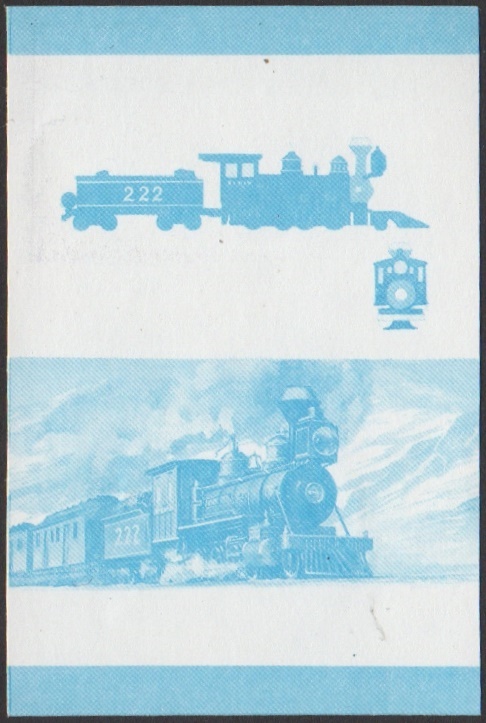 Nevis 6th Series $3.00 1882 D&RGR Class C-16 2-8-0 Locomotive Stamp Blue Stage Color Proof