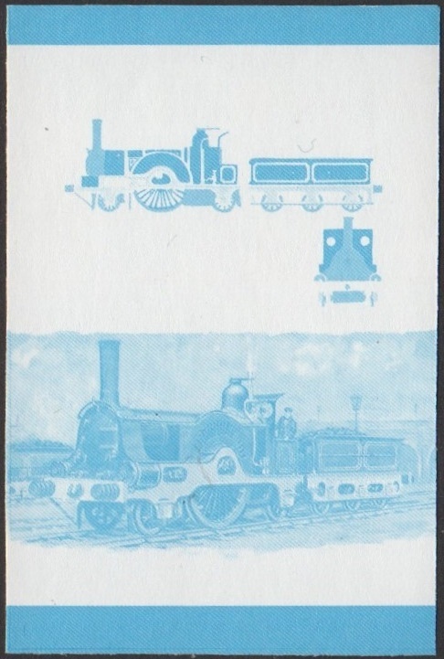 Nevis 6th Series 15c 1859 Connor Single Class 2-2-2 Locomotive Stamp Blue Stage Color Proof