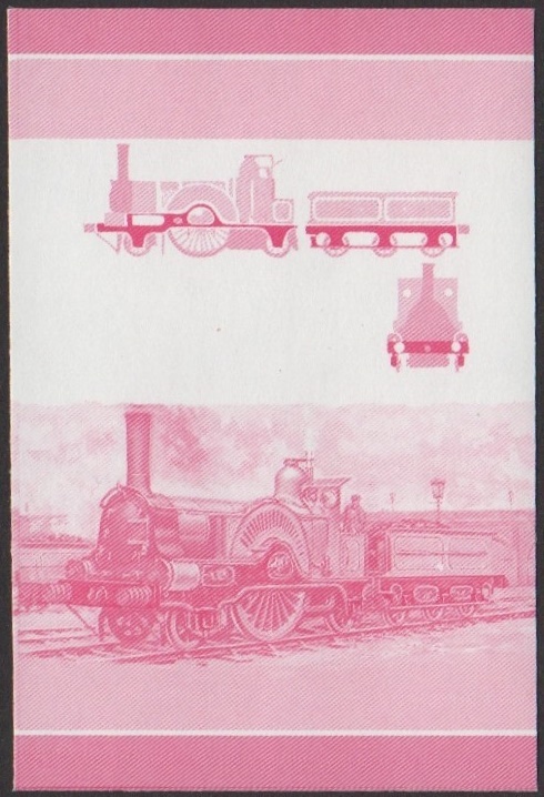 Nevis 6th Series 15c 1859 Connor Single Class 2-2-2 Locomotive Stamp Red Stage Color Proof