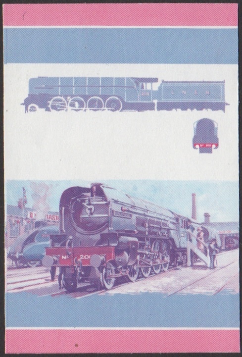 Nevis 6th Series 45c 1934 Class P2 Cock O' the North 2-8-2 Locomotive Stamp Blue-Red Stage Color Proof