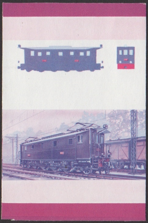 Nevis 6th Series 60c 1926 J.N.R. Class 7000 1-Do-1 Locomotive Stamp Blue-Red Stage Color Proof