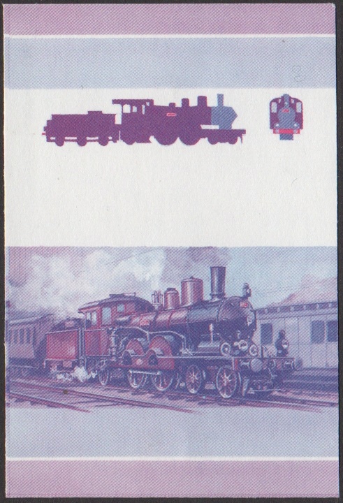 Nevis 6th Series 75c 1897 Palatinate Railway Class P3¹ 4-4-2 Locomotive Stamp Blue-Red Stage Color Proof