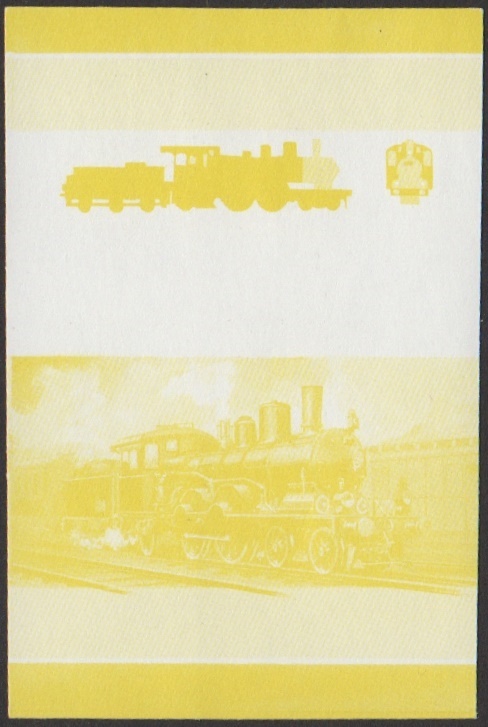 Nevis 6th Series 75c 1897 Palatinate Railway Class P3¹ 4-4-2 Locomotive Stamp Yellow Stage Color Proof